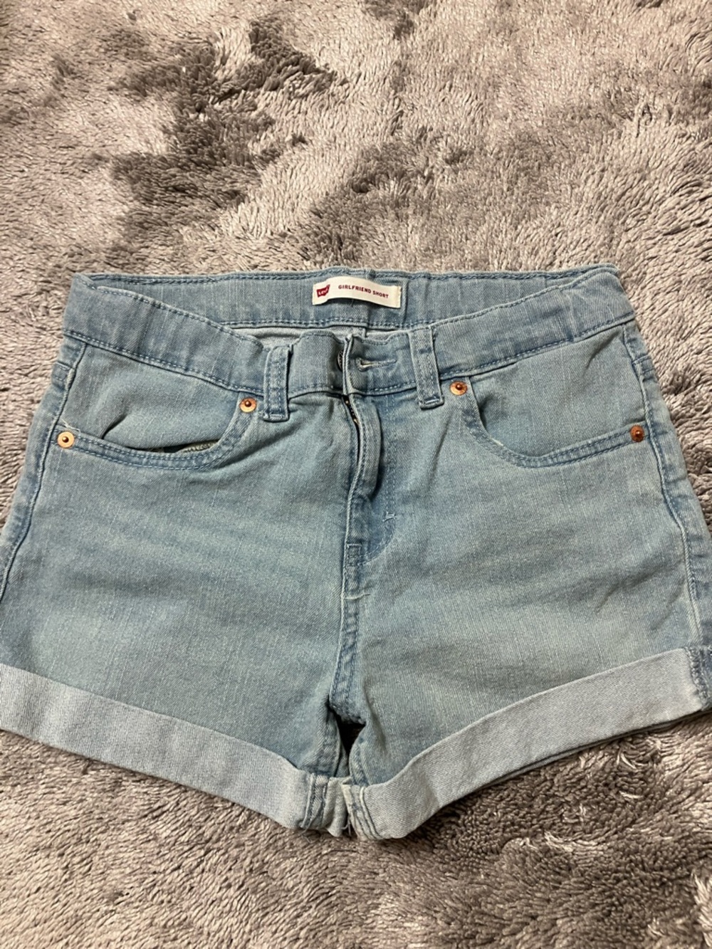 Levi's Light Blue Rolled-Hem Denim Shorts